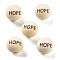 Schima Wood European Beads, Round with Word HOPE, Moccasin, 16x14.5mm, Hole: 4.5mm