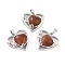 Synthetic Goldstone Pendants, with Platinum Tone Brass Findings, Cadmium Free & Lead Free, Heart, Valentine's Day, 28x26x5mm, Hole: 8x5mm