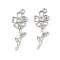 Brass Micro Pave Cubic Zirconia Pendants, Cadmium Free & Nickel Free & Lead Free, Flower, Platinum, 26x9.5x3mm, Hole: 1.2mm
