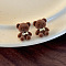 Alloy Flocking Stud Earrings, Bear, Camel, 16x14mm