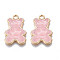 Alloy Enamel Pendants, Cadmium Free & Nickel Free & Lead Free, Light Gold, Bear, Pink, 21x14x2mm, Hole: 1.8mm