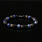 Natural Sodalite & Wood Lace Stone & Black Onyx(Dyed & Heated) Round Beaded Stretch Bracelets for Men, 7-1/4 inch(18.5cm)