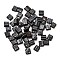 2-Hole Opaque Glass Seed Beads, Antique Style, Square, Black, 5x5x2mm, Hole: 0.8mm