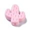 Silicone Focal Beads, Cactus, Pink, 25x23x8mm, Hole: 2.3mm