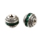 Round Brass Micro Pave Cubic Zirconia Beads, Rack Plating, Long-Lasting Plated, Green, 9x7.5mm, Hole: 2mm