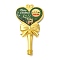 Christmas Deer Print Brass & Resin Wax Stamp Handles, for Wax Seal Stamp, Heart Shape, Golden, Sea Green, 77x42x8.5mm
