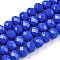 Opaque Solid Color Glass Beads Strands, Faceted, Rondelle, Royal Blue, 10x8mm, Hole: 1mm, about 60~61pcs/strand, 46~48cm