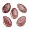 Natural Strawberry Quartz Big Pendants, Teardrop Charms, 53~55x33~35x6~7.5mm, Hole: 1~1.6mm