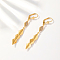 Fashionable Classic Rhombus Tassel Alloy Hoop Earrings, with Clear Cubic Zirconia, Real 14K Gold Plated, 70mm