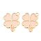 Alloy Enamel Pendants, Golden, Clover Charm, Pink, 29x24.5x1.5mm, Hole: 3mm