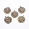 Alloy Pendants, Lead Free and Cadmium Free, Flat Round with Lion, Antique Bronze, 39mm in diameter, 1.5mm thick, hole: 3.5mm