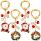 3 Sets Santa Claus & Christmas Wreath Alloy Enamel Pendant Decoration, with Alloy Spring Gate Rings, Mixed Color, 80mm, 2pcs/set