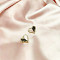Alloy Rhinestone Stud Earrings, with Sterling Silver Pins, Golden, Heart