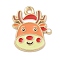 Christmas Alloy Enamel Pendants, Golden, Deer, 20x16.5x1mm, Hole: 1.8mm