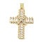 Rack Plating Brass Micro Pave Cubic Zirconia Pendants, Long-Lasting Plated, Lead Free & Cadmium Free, Cross Charms, Religion, Real 18K Gold Plated, 38x27x5.5mm, Hole: 6x4mm