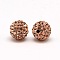 Polymer Clay Rhinestone Beads, Pave Disco Ball Beads, Grade A, Round, PP11, Light Peach, PP11(1.7~1.8mm), 8mm, Hole: 1.5mm