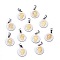 PVD Vacuum Plating Flat Round with San Benito & Word 304 Stainless Steel Charms, Golden & Stainless Steel Color, 15x12x1.2mm, Hole: 4x6.5mm