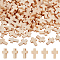 200Pcs Wooden Pendants, Cross Charms, Linen, 21~22x14~15x4~5mm, Hole: 1.8mm