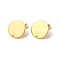 201 Stainless Steel Stud Earring Findings, with 304 Stainless Steel Pin & Hole & Friction Ear Nuts, Flat Round, Real 24K Gold Plated, 15mm, Hole: 1.2mm, Pin: 0.7mm