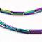 Electroplate Non-magnetic Synthetic Hematite Bead Strands, Tube, Multi-color Plated, 8x2mm, Hole: 1mm, about 51pcs/strand, 15.7 inch