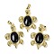 Natural Obsidian & Brass Pendants, Rack Plating, Cadmium Free & Lead Free, Sea Turtle Shaped, 38x27.5x7mm, Hole: 8x5mm