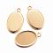 Ion Plating(IP) 304 Stainless Steel Pendant Cabochon Settings, Plain Edge Bezel Cups, Oval, Golden, Tray: 14x10mm, 17.5x11x1.5mm, Hole: 2mm