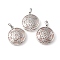 Natural Rose Quartz Pendants, with Rack Plating Brass Findings, Cadmium Free & Lead Free, Flat Round with Star Charms, 32~32.5x27.5~28x7mm, Hole: 8.5x5mm