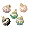 Brass Enamel Pendants, Shell Shape, Long-Lasting Plated, Rack Plating, Lead Free & Cadmium Free, with Jump Ring, Golden, Mixed Color, 23x19.5x4.5mm