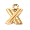 304 Stainless Steel Charms, Ion Plating(IP), Letter X Charms, Real 14K Gold Plated, 8x6.5x1.5mm, Hole: 1.2mm