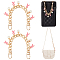 2Pcs Aluminum Curb Chain Bag Straps, Alloy Enamel Awareness Ribbon & Resin Imitation Pearl Charm Bag Handles, Pink, 20cm