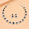 Flat Round Rhinestone Pendant Necklaces & Stud Dangle Earrings Sets, Jet, 330mm