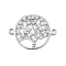 Brass Micro Pave Grade AAA Cubic Zirconia Links, Long-Lasting Plated, Tree of Life, Cadmium Free & Nickel Free & Lead Free, Real Platinum Plated, 24x17x2mm, Hole: 1mm