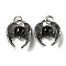 Bat Natural Obsidian Pendants, Rack Plating Brass Halloween Charms, Cadmium Free & Lead Free, Antique Silver, 27x22x9.5mm, Hole: 6mm
