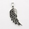 Retro Men's 201 Stainless Steel Big Single Wing Pendants, Antique Silver, 46x18x5.5mm, Hole: 8x4mm