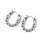 Non-Tarnish 304 Stainless Steel Round Beaded Hoop Earrings for Women, Stainless Steel Color, 23x19.5x3.5mm, Pin: 0.6mm
