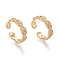 Adjustable Brass Micro Pave Clear Cubic Zirconia Cuff Rings, Open Rings, Coffee Bean Chain Shape, Real 18K Gold Plated, US Size 7 1/4(17.5mm)