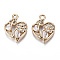 Brass Micro Pave Clear Cubic Zirconia Pendants, Long-Lasting Plated, Cadmium Free & Lead Free, Heart, Light Gold, 19.5x14x4mm, Hole: 1.8mm