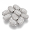 Rack Plating Brass Cubic Zirconia Beads, Long-Lasting Plated, Cadmium Free & Lead Free, Platinum, 12x8mm, Hole: 2mm