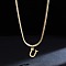 316 Surgical Stainless Steel Initial Pendant Flat Snake Chain Necklaces for Women, Golden, Letter U, 15.75 inch(40cm)