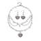 Tibetan Style Alloy Heart Jewelry Set, Glass Pearl Dangle Earrings & 304 Stainless Steel Chains Bib Necklace, Antique Silver, 340mm, 49.5x22mm