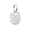 925 Sterling silver Hollow Strawberry Charms, with Jump Rings, Silver, 8x6x0.8mm, Hole: 3.5mm