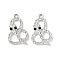 Alloy Pendants, with Rhinestone, Snake, Platinum, 23x14x3.5mm, Hole: 1.8mm