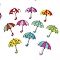2-hole Painted Wooden Buttons, Umbrella, Mixed Color, 35x30mm, 50pcs/bag