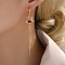 Fashionable Classic Brass Cubic Zirconia Eye Tassel Hoop Earrings, Real 18K Gold Plated, 86x18mm