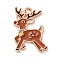 Alloy Enamel Pendants, Christmas Themes Charms, Golden, Deer, 23.5x16x1.2mm, Hole: 2mm
