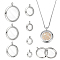 7Pcs 7 Styles Stainless Steel Locket Pendants, Flat Round Double Sides with Glass Charms, DIY Accessories for Jewelry Pendant Making, Stainless Steel Color, 19.5~44.5x14.5~37.5x5.5~6.5mm, Hole: 3~5mm, 1pc/style