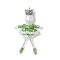 Electroplate Glass Big Pendants, Christmas Figurine with Crown, with Alloy & 304 Stainless Steel Loop, Faceted, Green, 55.5x29.5x18mm, Hole: 2mm