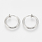 Tarnish Resistant 201 Stainless Steel Retractable Clip-on Hoop Earrings, For Non-pierced Ears, with 304 Stainless Steel Pins and Spring Findings, Stainless Steel Color, 20x2mm