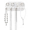 12-Hook Mini HIPS & PVC Wall-Mounted Jewelry Hanging Display Rack, Jewelry Adhesive Organizer Holder for Hanging Necklaces, Rings, Bracelets, Earrings, White, 60.3x14x1.5cm