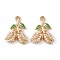 Alloy Enamel Pendants, with ABS Plastic Imitation Pearl Beads, Branch and Fruit Charm, Golden, 19x14x4mm, Hole: 1.6mm